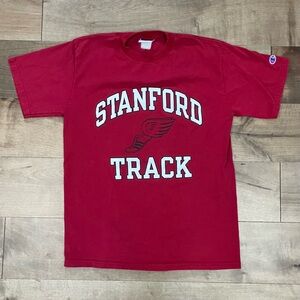 Champion Men’s Size L Stanford University Track Red Short Sleeve Graphic T Shirt